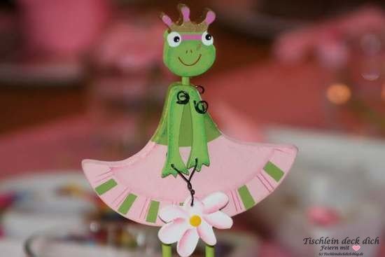 Froschpaerchen rosa gruen für Tischdeko Kindergeburtstag