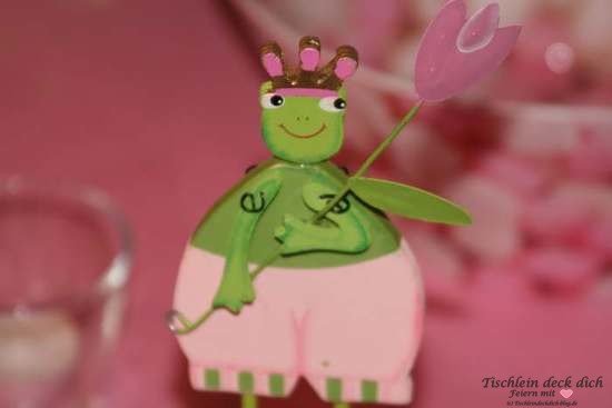 Froschpaerchen rosa gruen für Tischdeko Kindergeburtstag 2