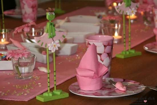 Froschpaerchen rosa gruen für Tischdeko Kindergeburtstag 3