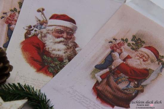 Adventskalender Weihnachtsmann Papier Tüten